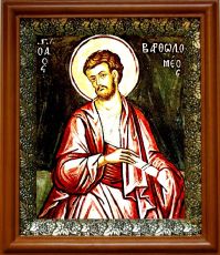 Икона Апостол Варфоломей в киоте с басмой Виноградная Лоза (UV-печать)(30104)