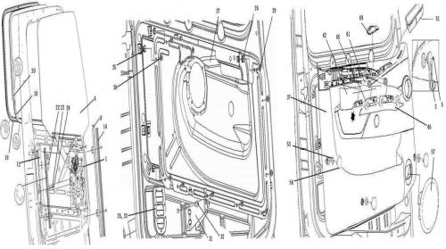 Обшивка в сборе - левая дверь для Howo70