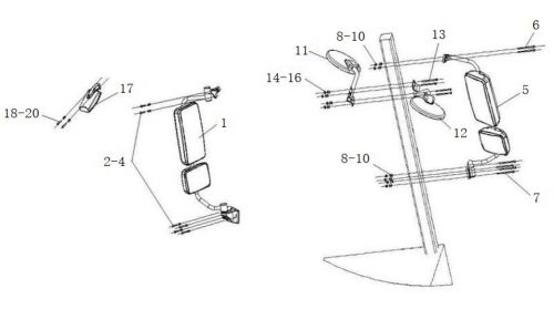 Левое зеркало в сборе (включая широкоугольное наружное зеркало) для Howo70