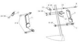 Левое зеркало в сборе (включая широкоугольное наружное зеркало) для Howo70