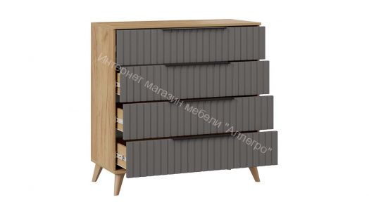 Комод «Хилтон» с опорами Бук матовый, Дуб Крафт золотой, Графит матовый