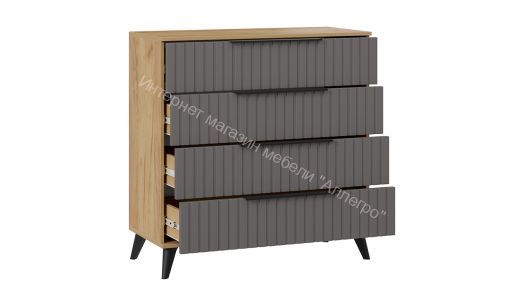 Комод «Хилтон» с опорами Черный матовый, Дуб Крафт золотой, Графит матовый