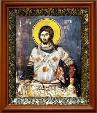 Икона Артемий Антиохийский в киоте с басмой Виноградная Лоза (UV-печать)(30119)