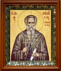 Икона Афанасий Афонский в киоте с басмой Виноградная Лоза (UV-печать)(30126)