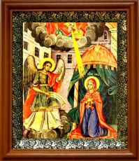 Икона Благовещение Пресвятой Богородицы в киоте с басмой Виноградная Лоза (UV-печать)(30139)