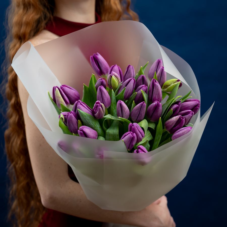 Тюльпаны фиолетовые 35шт