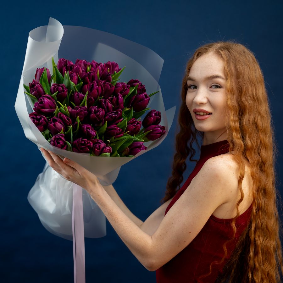 Тюльпаны сиреневые 35шт