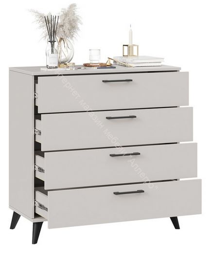 Комод «Нео» с опорами Черный матовый, Кашемир