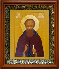 Икона Варлаам Хутынский в киоте с басмой Виноградная Лоза (UV-печать)(30153)