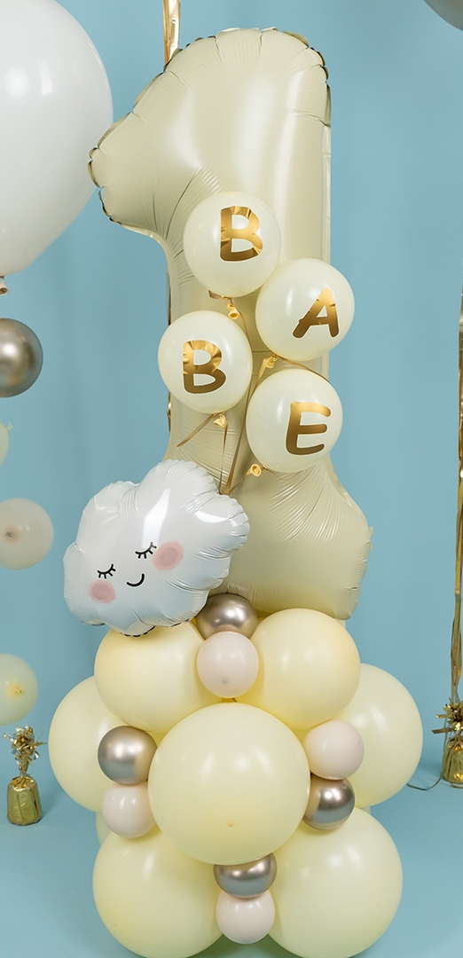 Цифра с шариками кремовая