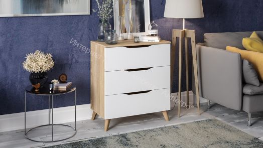 Комод тип 3 с опорами Бук матовый, Дуб Сонома, Белый ясень