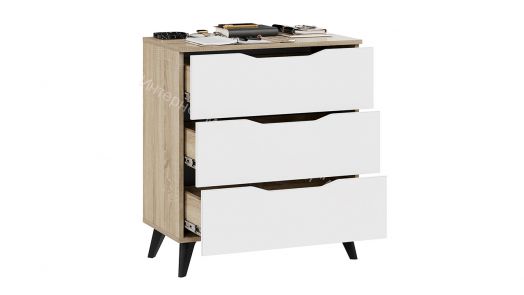 Комод тип 3 с опорами Черный матовый, Дуб Сонома, Белый ясень