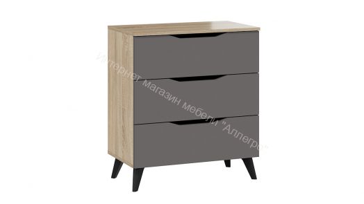 Комод тип 3 с опорами Черный матовый, Дуб Сонома, Графит серый