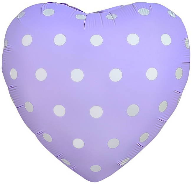 Сердце лиловое сатин в горошек шар фольгированный с гелием