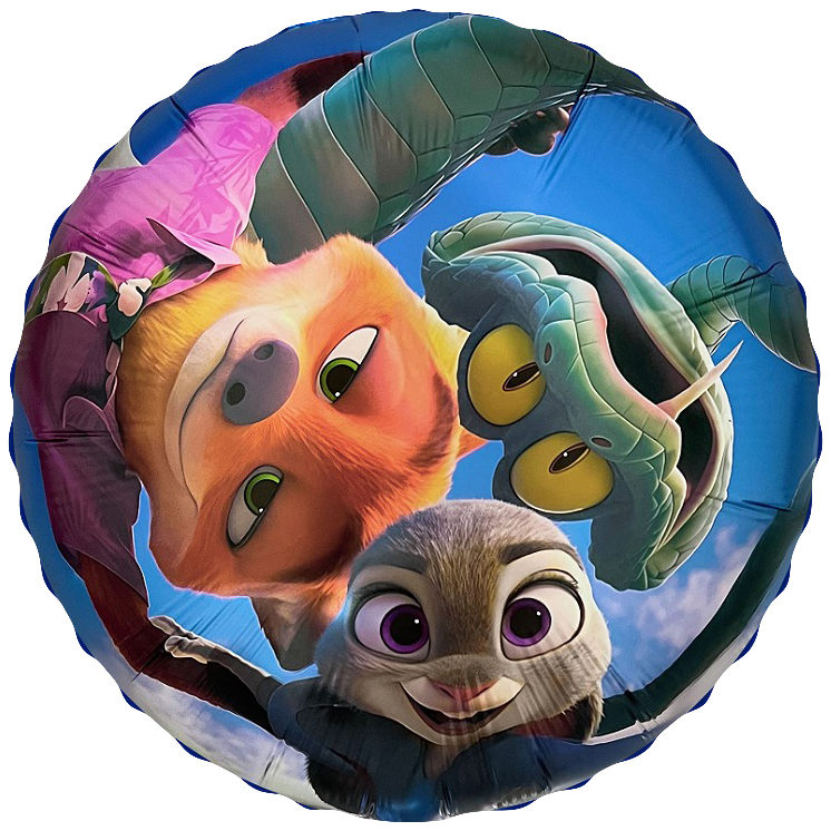 Лис, Зайчик и Змей круглый шар фольгированный с гелием