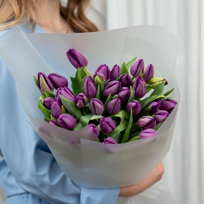 Тюльпаны фиолетовые 35шт