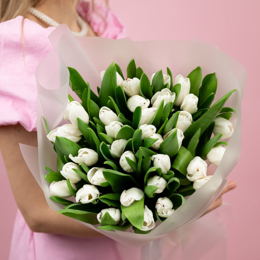 Тюльпаны белые 35шт в упаковке