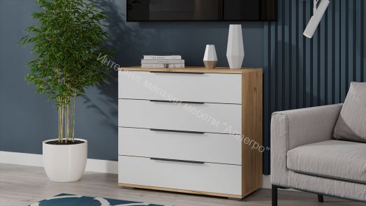 Комод «Джоли» - 405.003.000 Дуб Крафт золотой, Белый матовый