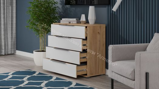 Комод «Джоли» - 405.003.000 Дуб Крафт золотой, Белый матовый