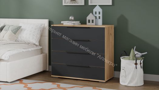 Комод «Джоли» - 405.003.000 Дуб Крафт золотой, Графит матовый