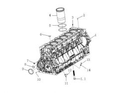 Блок цилиндров Howo, Sitrak MC11, MC13