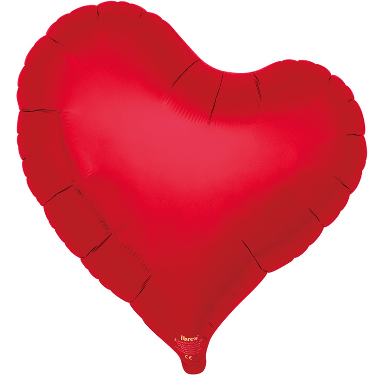 Красное металлик сердце японское с изгибом малое шар фольгированный с гелием