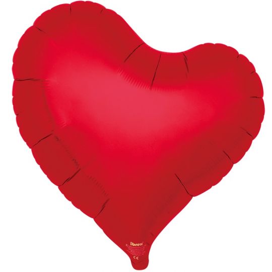 Красное металлик сердце японское с изгибом малое шар фольгированный с гелием
