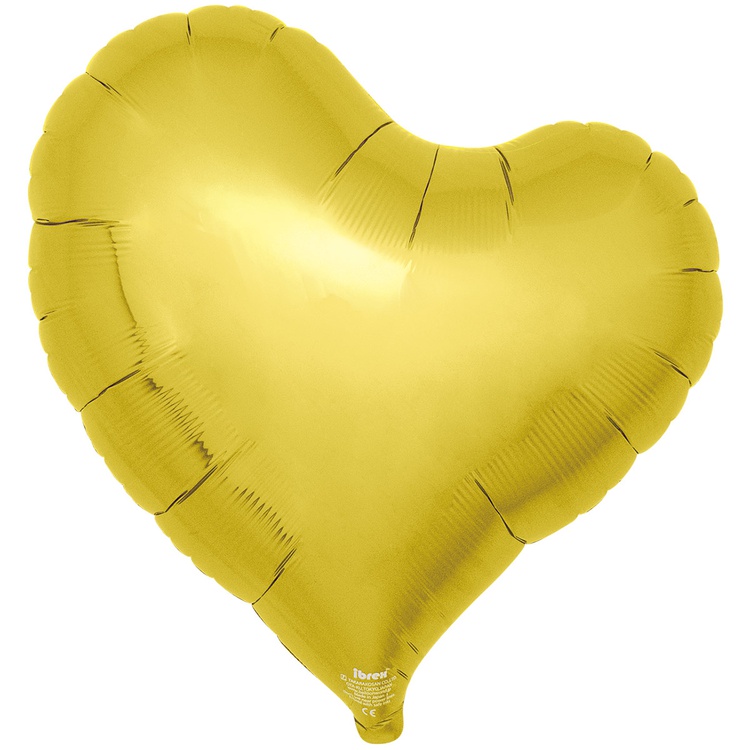 Золотое сердце японское с изгибом среднее шар фольгированный с гелием