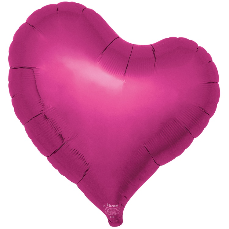Мажента металлик сердце японское с изгибом среднее шар фольгированный с гелием