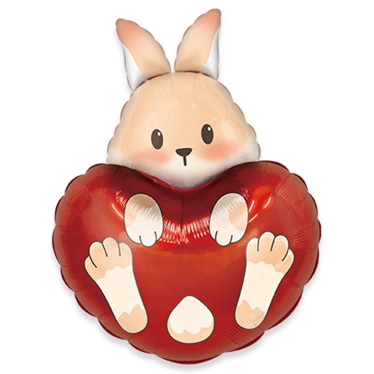 Зайка с сердечком шар фигурный фольгированный с гелием