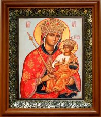 Галатская икона Божьей Матери в киоте с басмой Виноградная Лоза (UV-печать)(30236)