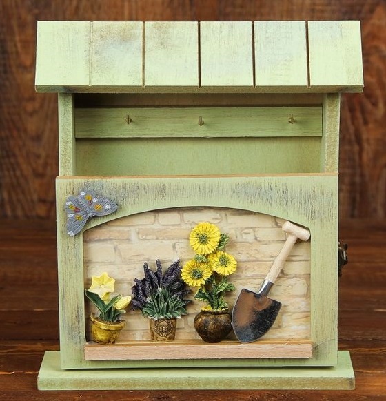 Ключница дерево "Садовые цветы" 24х21,5х6 см