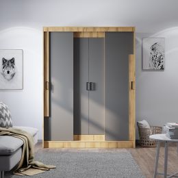 Шкаф-купе "Смарт" ШКК-06 (ш1600*г581*в2100мм) Дуб крафт/графит