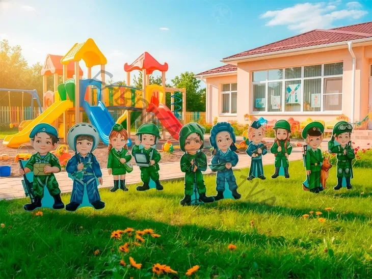 Композиция уличных фигур "Юные защитники"