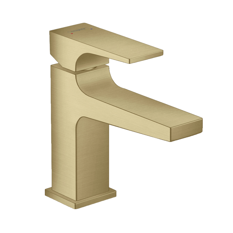 Смеситель для раковины 100, Metropo,l однорычажный, с рычаговой рукояткой, со сливным клапаном Push-Open шлифованная бронза 32500140