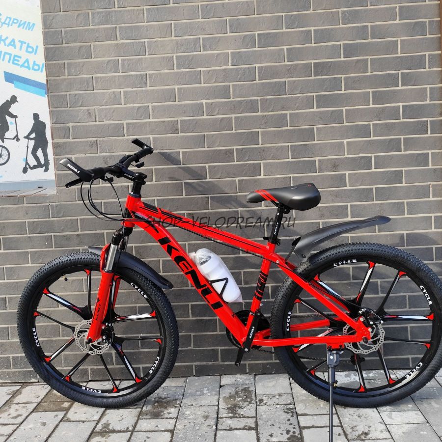 Велосипед 27,5" Алюминиевый на литых дисках Kenli красный