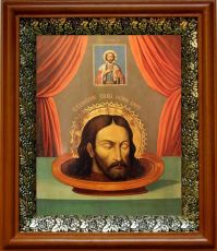 Икона Глава Иоанна Предтечи в киоте с басмой Виноградная Лоза (UV-печать)(30261)