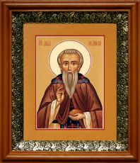 Икона Давид Гареджийский в киоте с басмой Виноградная Лоза (UV-печать)(33061)