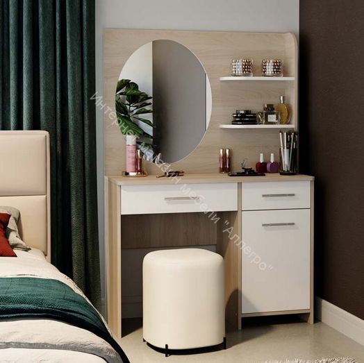 Стол туалетный «Эвита» Дуб Гарден/Белый глянец