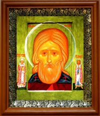 Икона Даниил Переславский в киоте с басмой Виноградная Лоза (UV-печать)(30293)