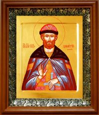 Икона Димитрий Донской в киоте с басмой Виноградная Лоза (UV-печать)(30306)