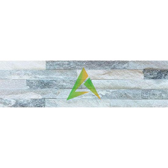 Панель из натурального камня Кварцит бело-серый 600*150 мм