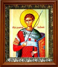 Икона Димитрий Солунский в киоте с басмой Виноградная Лоза (UV-печать)(30315)