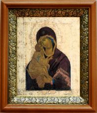 Донская икона Божьей Матери в киоте с басмой Виноградная Лоза (UV-печать)(33066)