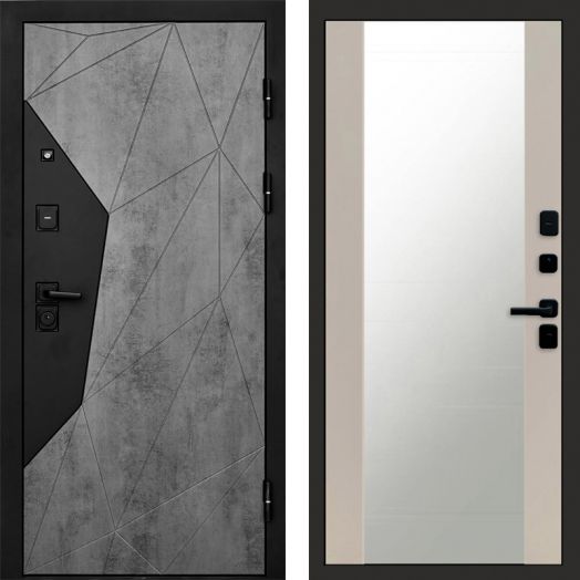 Входная дверь Termo-door Авангард Бетон - Зеркало Слоновая кость