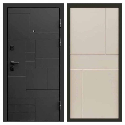 Входная дверь Termo-door Квадро Black - Горизонт Слоновая кость