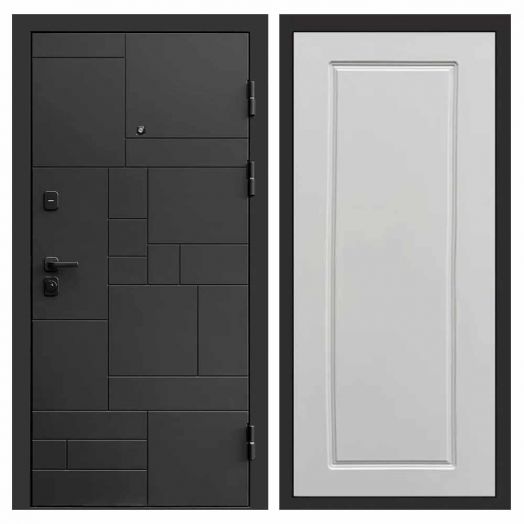 Входная дверь Termo-door Квадро Black - Гранд Белый софт