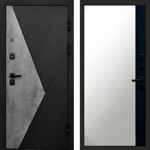 Входная дверь Termo-door Матрикс Бетон - Широкое Зеркало Фацет Черный кварц