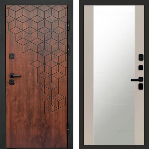 Входная дверь Termo-door Спейс Дуб патина - Зеркало Слоновая кость