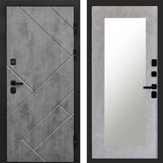 Входная дверь Termo-door Стоун Бетон - Зеркало триумф Бетон светлый
